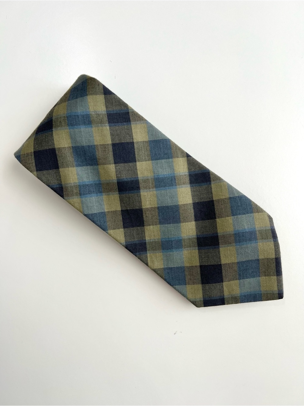 Vintage Banana Republic Made in Italy Plaid Necktie Green & Blue